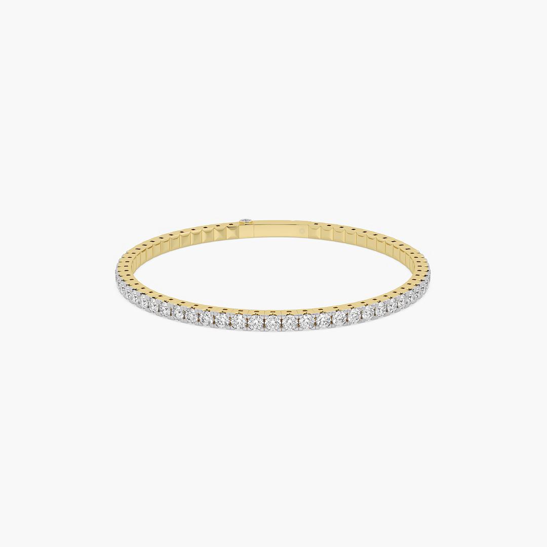 Spring Lab Grown Diamond Bangle Round Cut in 18K Yellow Gold (2.00 ct. tw.)