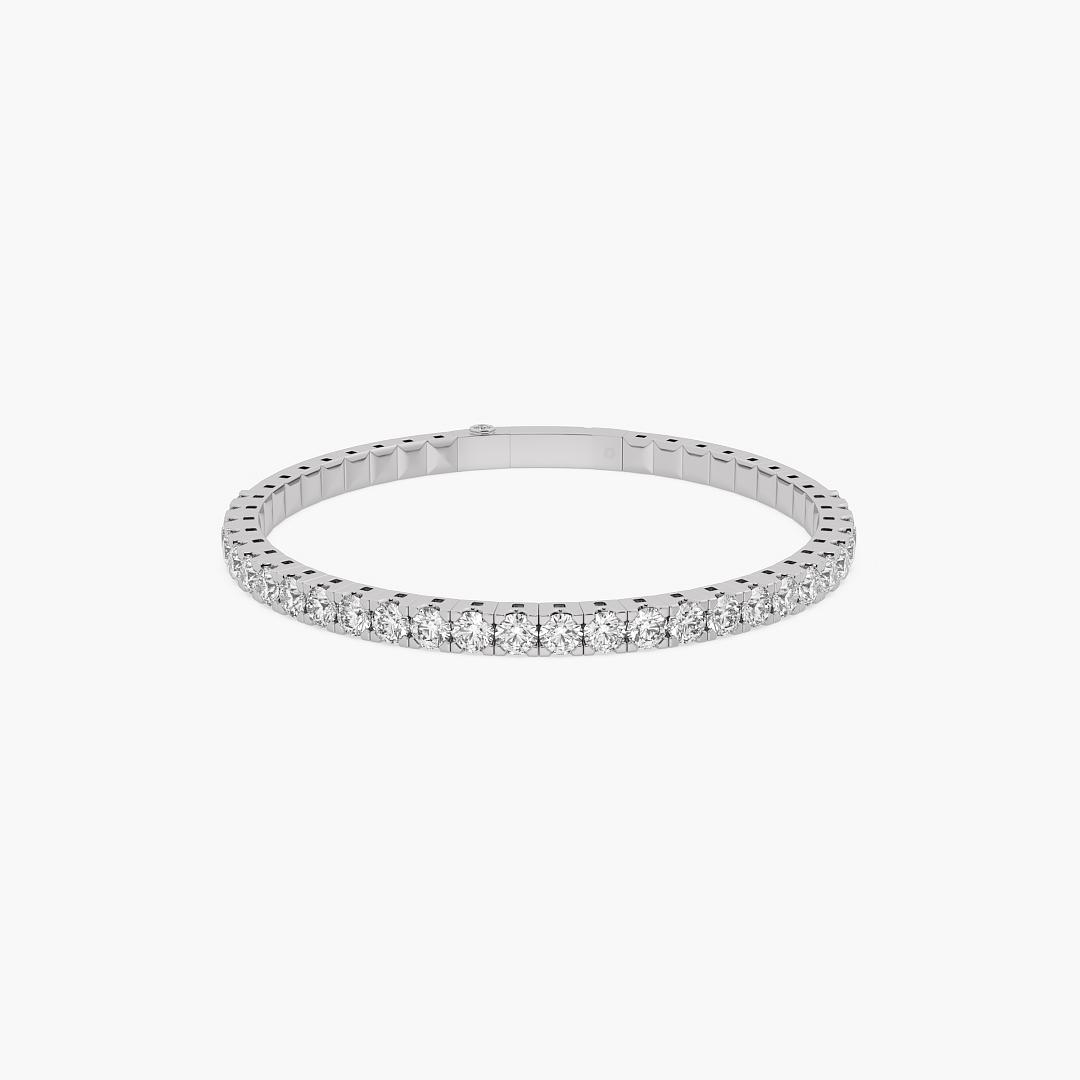 Spring Lab Grown Diamond Bangle Round Cut in 18K White Gold (3.00 ct. tw.)
