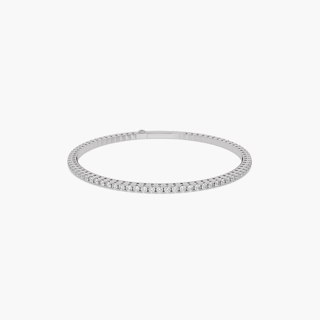 Spring Lab Grown Diamond Bangle Round Cut in 18K White Gold (1.50 ct. tw.)