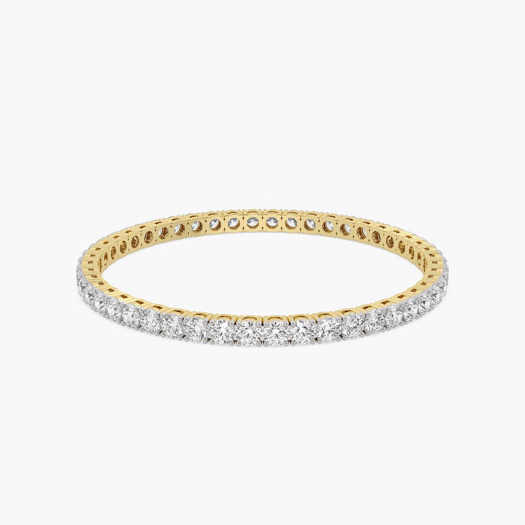 Solid Lab Grown Diamond Bangle Round Cut in 18K Yellow Gold (13 ct. tw.)