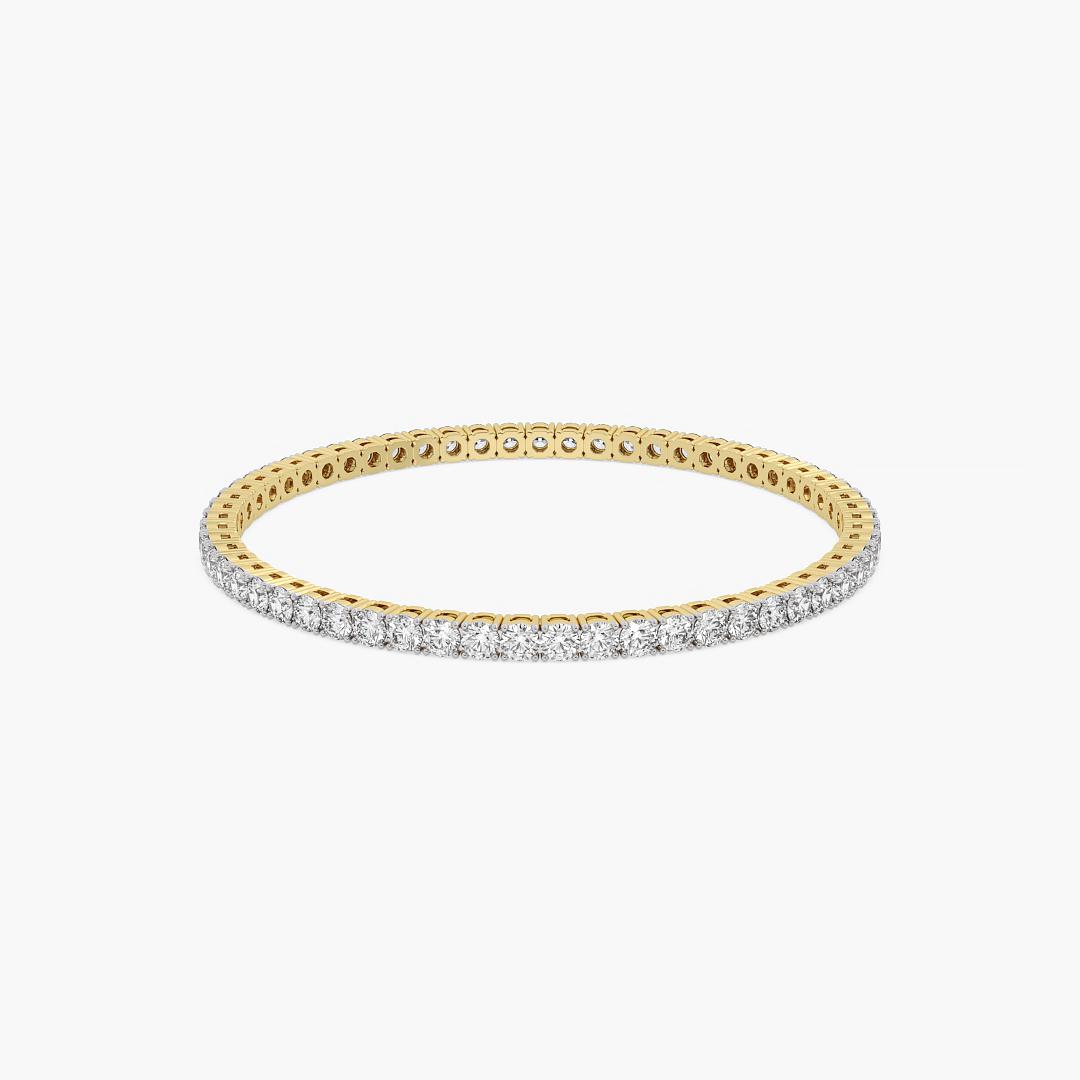 Solid Lab Grown Diamond Bangle Round Cut in 18K Yellow Gold (9.00  ct. tw.)