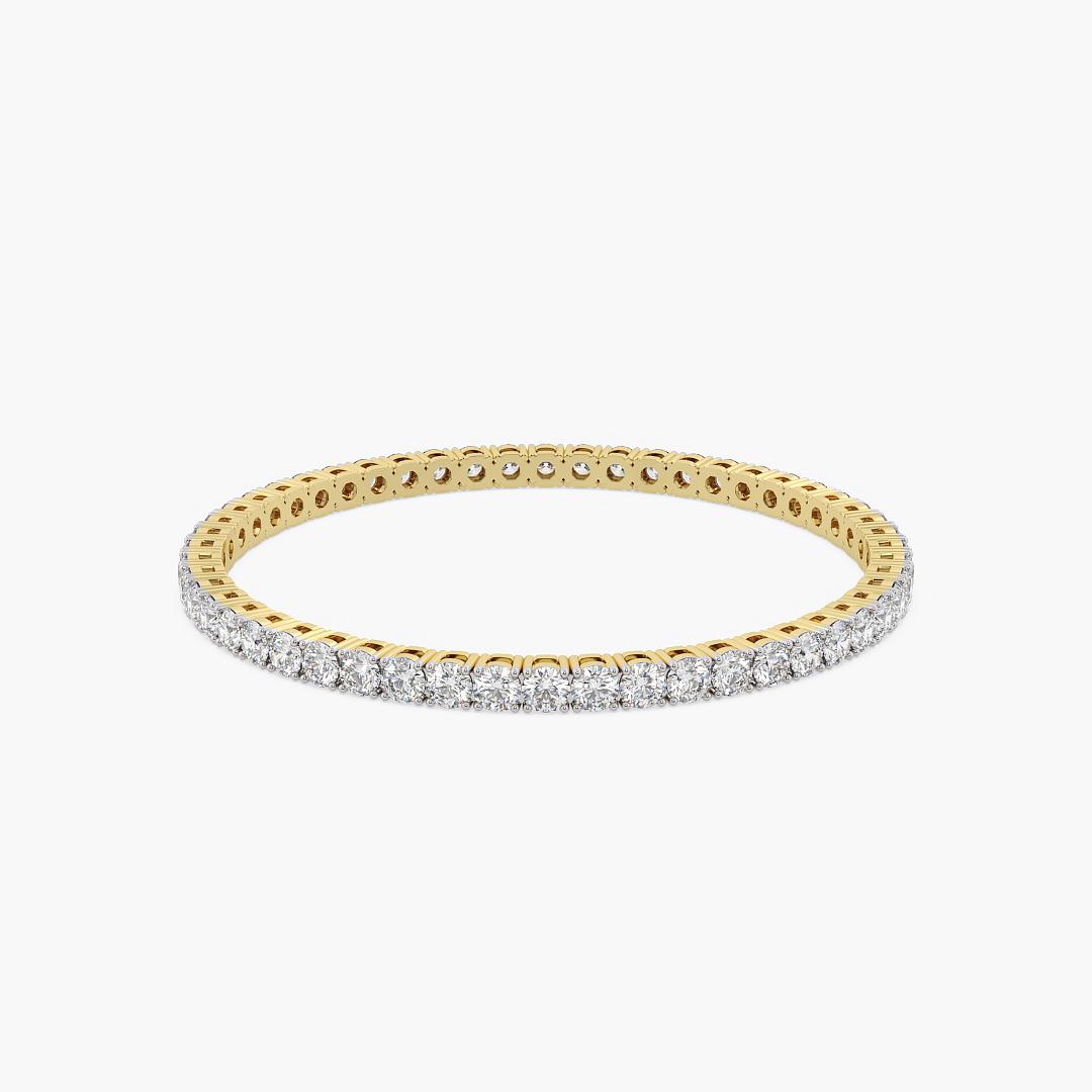 Solid Lab Grown Diamond Bangle Round Cut in 18K Yellow Gold (10 ct. tw.)