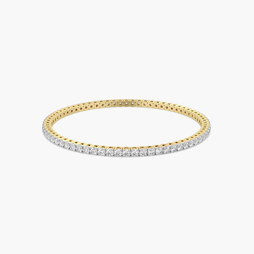 Solid Lab Grown Diamond Bangle Round Cut in 18K Yellow Gold (6 ct. tw.)