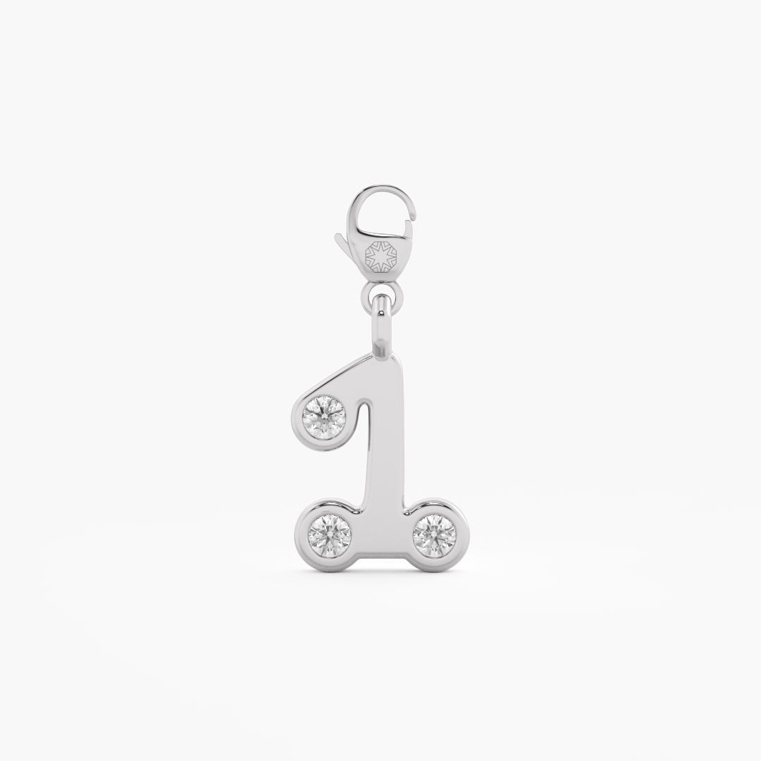 Lab Grown Diamond Numerical 'Number 1' Charm in 9K White Gold (0.15 ct. tw.)