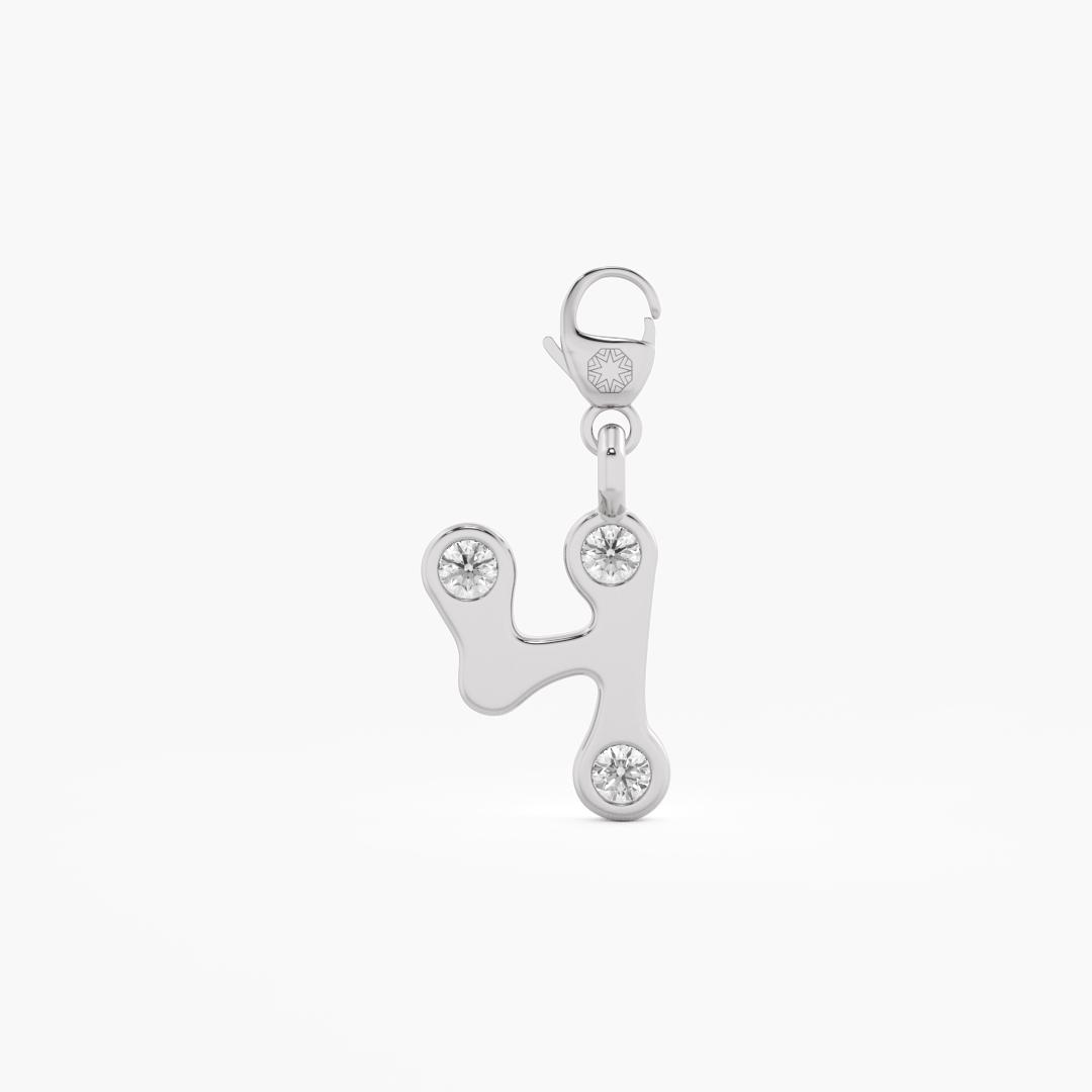 Lab Grown Diamond Numerical 'Number 4' Charm in 9K White Gold (0.15 ct. tw.)