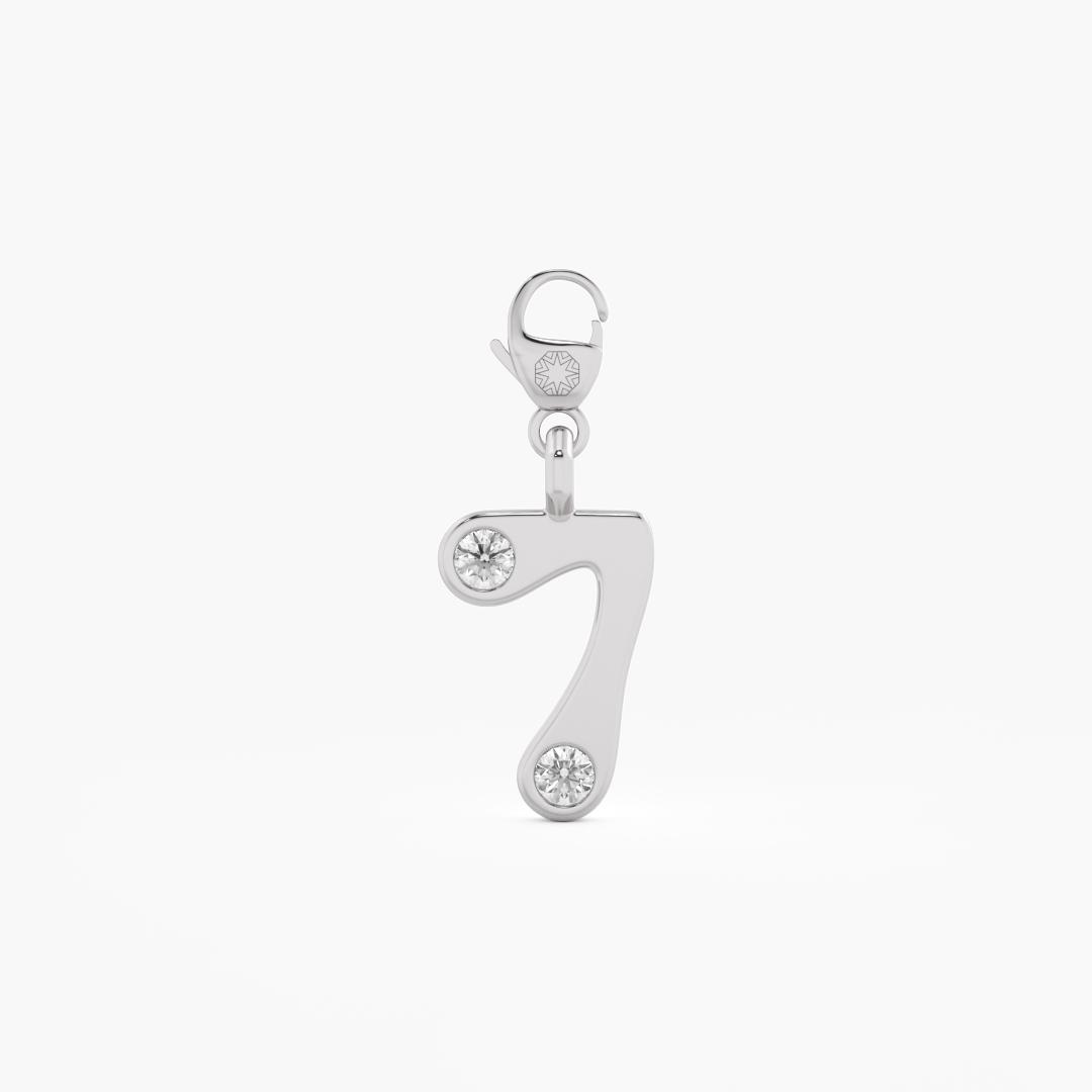 Lab Grown Diamond Numerical 'Number 7' Charm in 9K White Gold (0.10 ct. tw.)