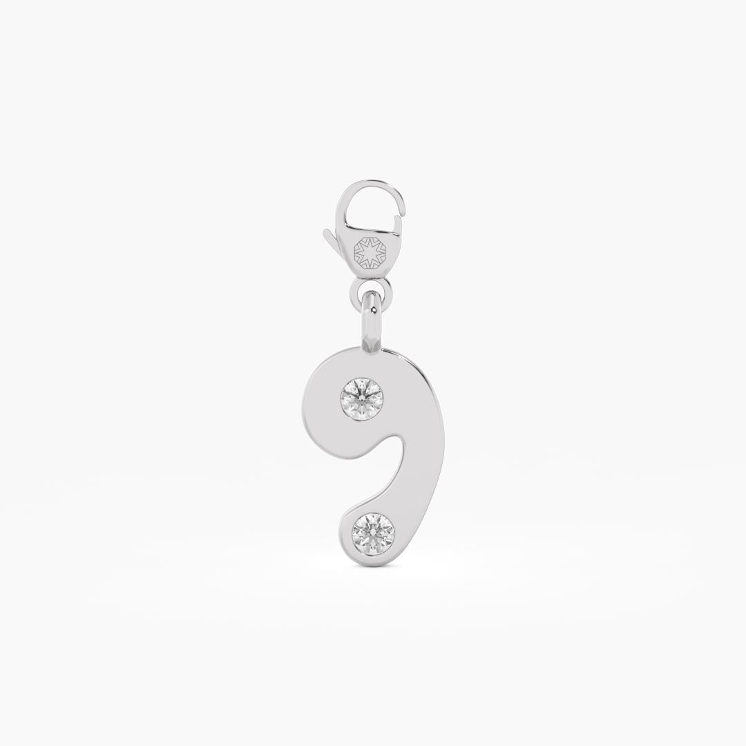 Lab Grown Diamond Numerical 'Number 9' Charm in 9K White Gold (0.10 ct. tw.)