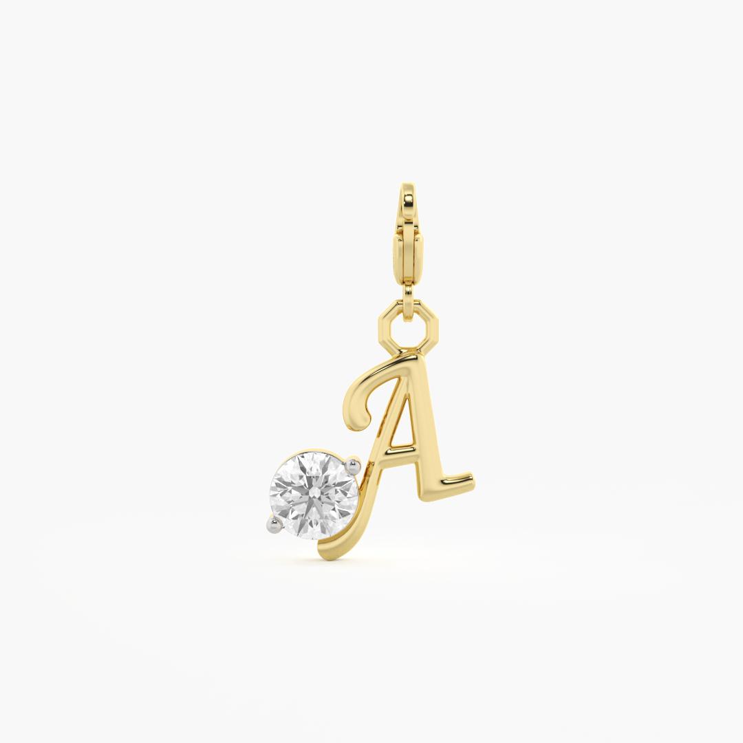 Lab Grown Diamond 'A' Initial Personalized Charm in 9K Yellow Gold (0.30 ct. tw.)