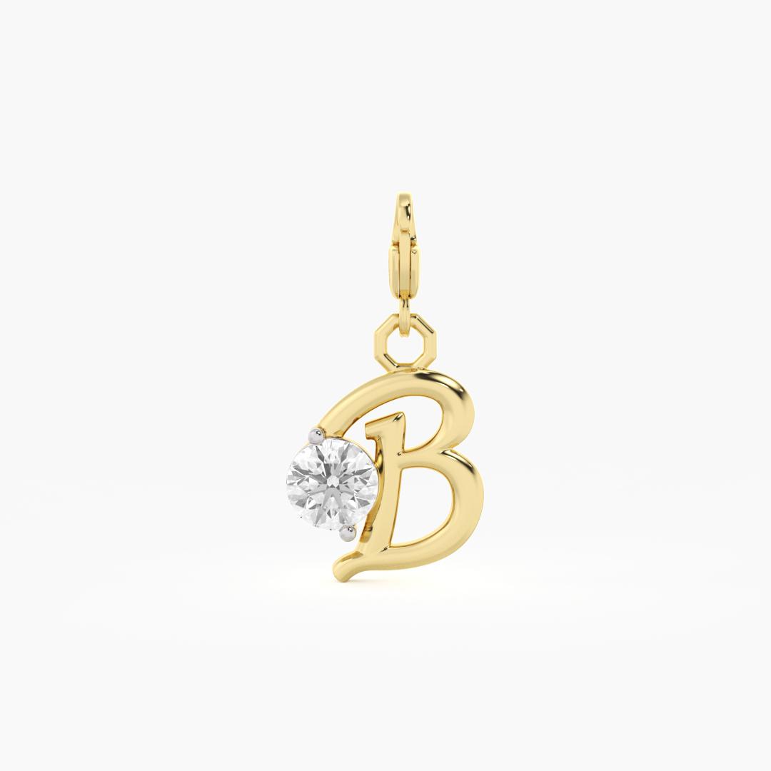 Lab Grown Diamond 'B' Initial Personalized Charm in 9K Yellow Gold (0.30 ct. tw.)