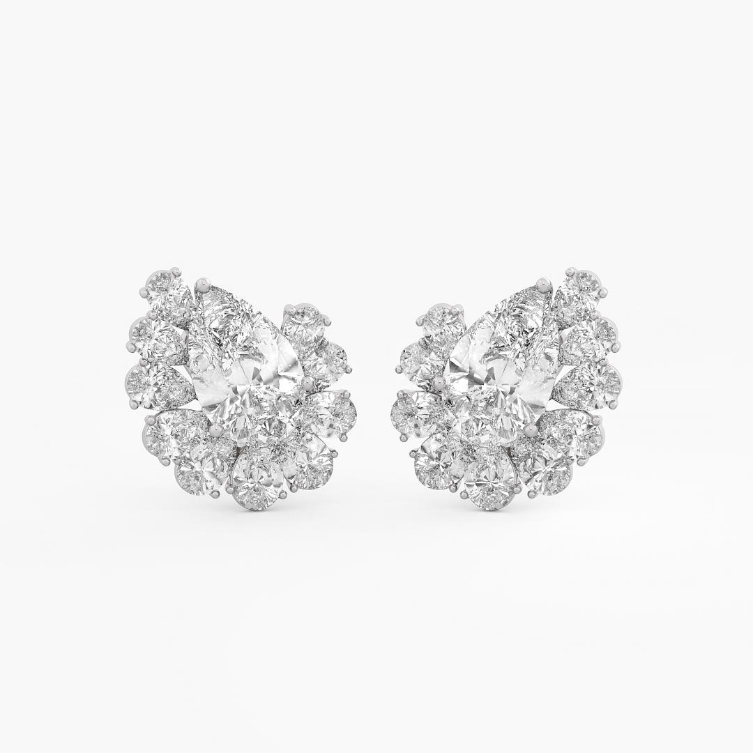 Lab Grown Diamond Fancy Cluster Earrings Pear Cut in 18K White Gold (11.75 ct. tw.)