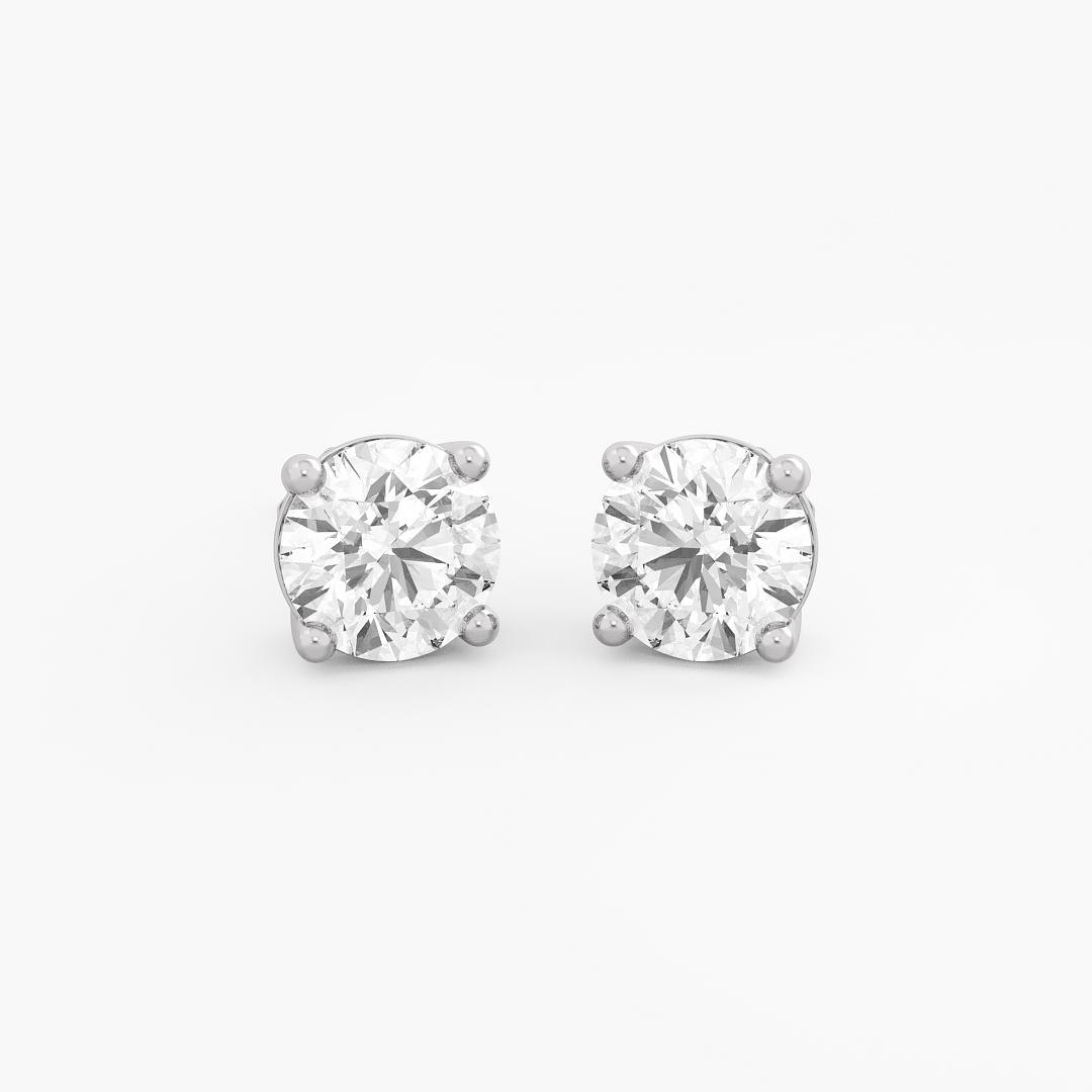 Classic Round Lab Grown Diamond Stud Earrings in 18K White Gold (2.50 ct. tw.)
