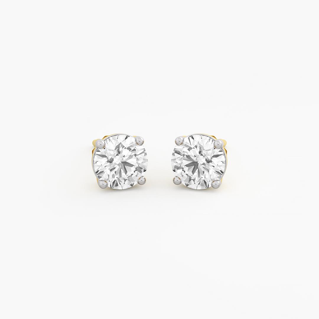 Classic Round Lab Grown Diamond Stud Earrings in 18K Yellow Gold (1.50 ct. tw.)