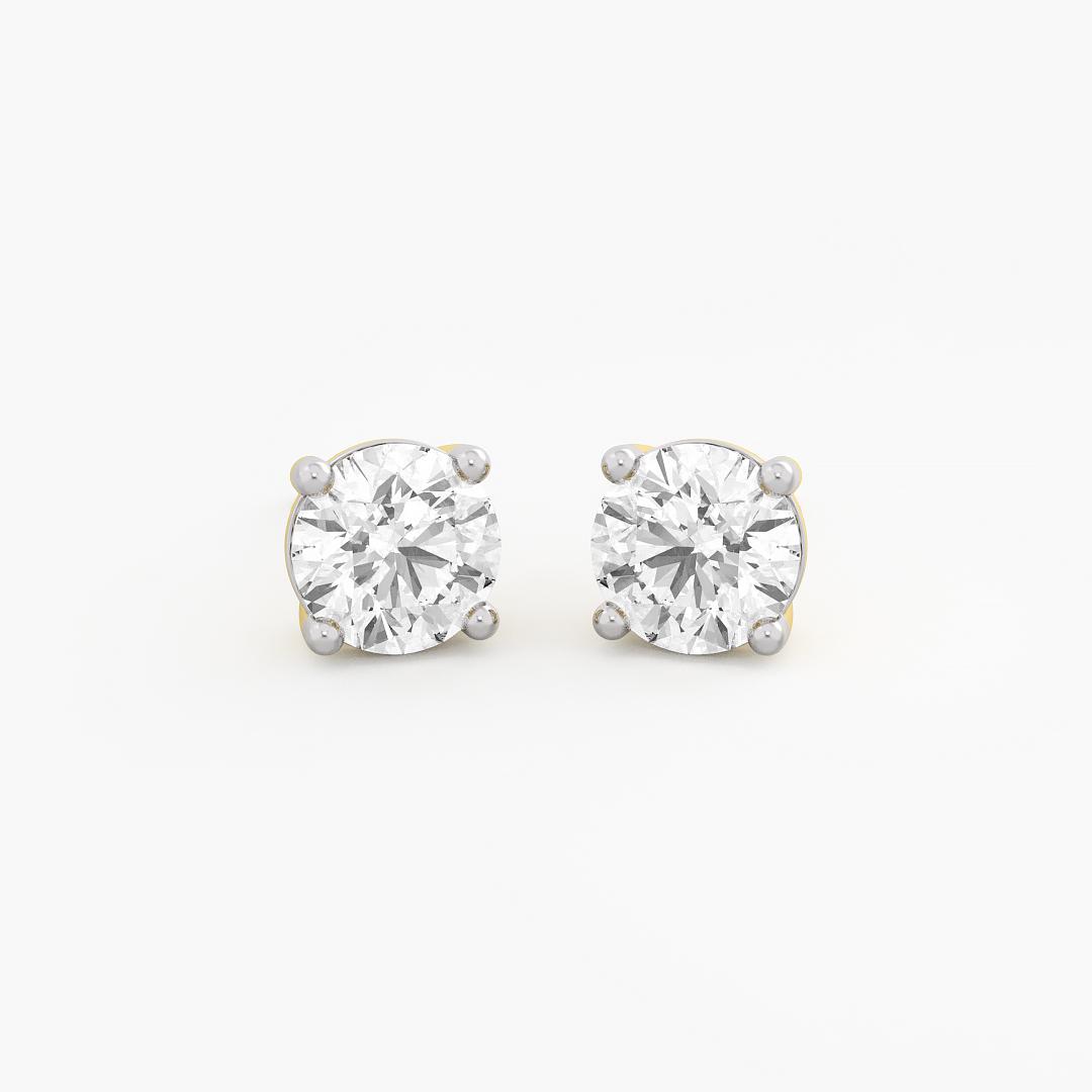 Classic Round Lab Grown Diamond Stud Earrings in 18K Yellow Gold (2 ct. tw.)