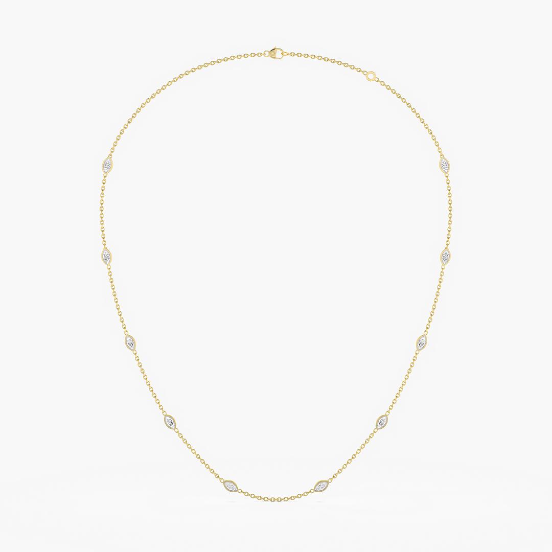 Classic Marquise Cut Lab Grown Diamond By The Yard Necklace in  in 14K Yellow Gold (1.30 ct. tw.)