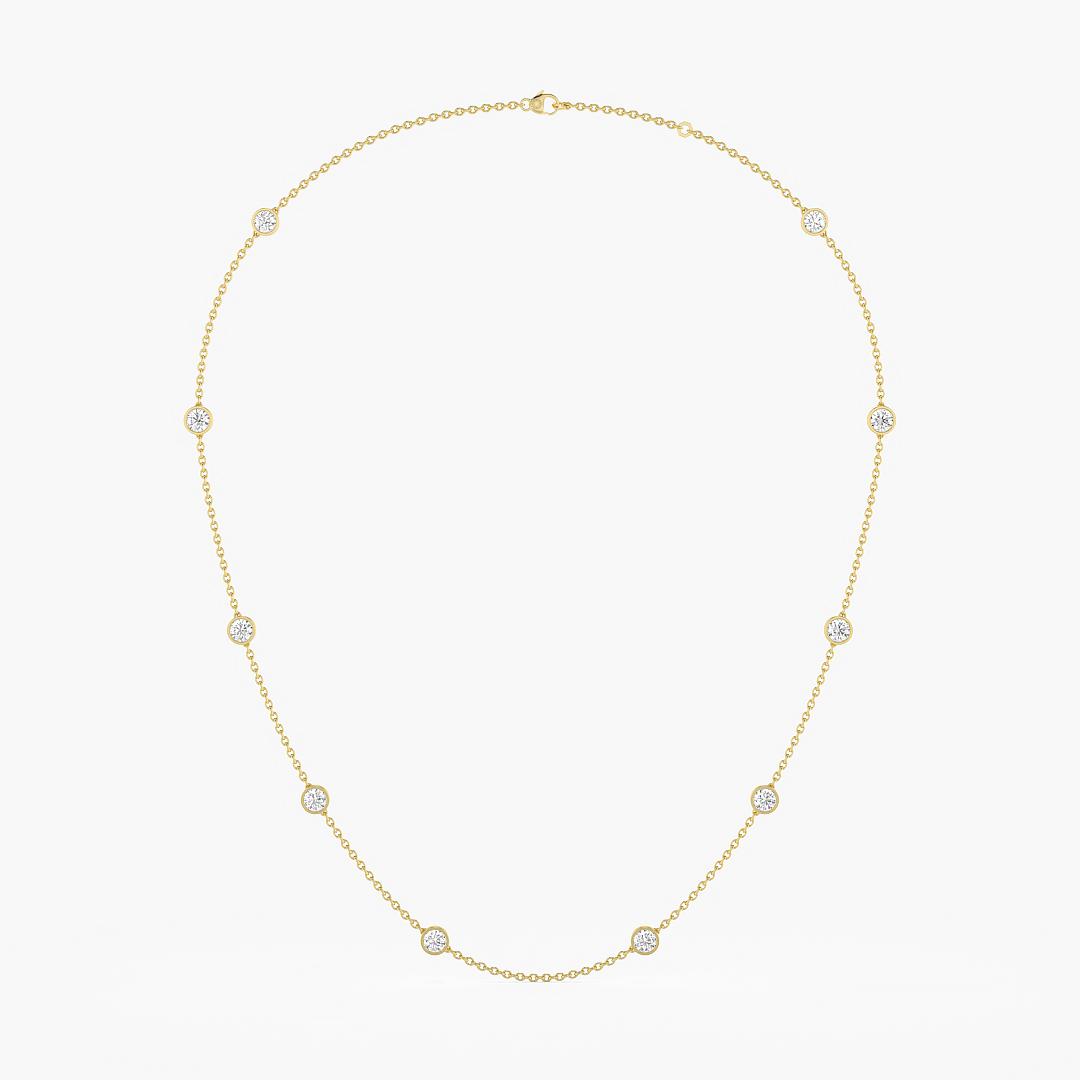 Classic Round Cut Lab Grown Diamond By The Yard Necklace in  in 14K Yellow Gold (2.20 ct. tw.)
