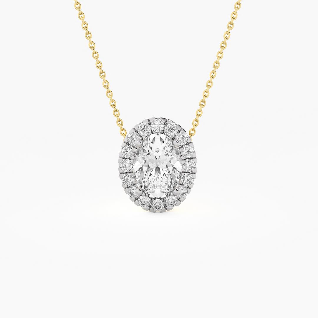 Lab Grown Diamond Fancy Pendant Oval Cut with Halo in 18K Yellow Gold (1.00 ct. tw.)