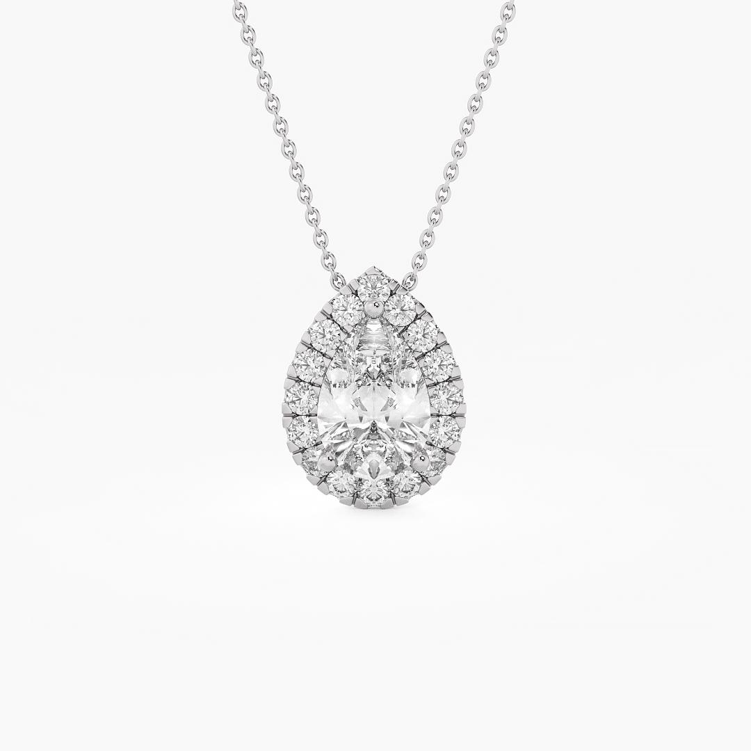 Lab Grown Diamond Fancy Pendant Pear Cut with Halo in 18K White Gold (1.00 ct. tw.)