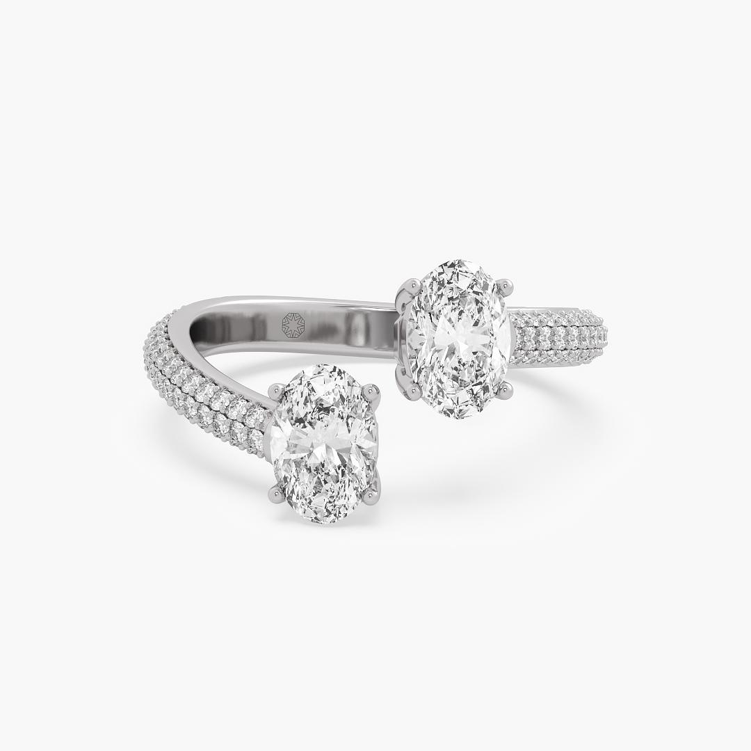 Two Stone Toi et Moi Lab Grown Diamond Ring Oval Cut in 18K White Gold (1.45 ct. tw.)
