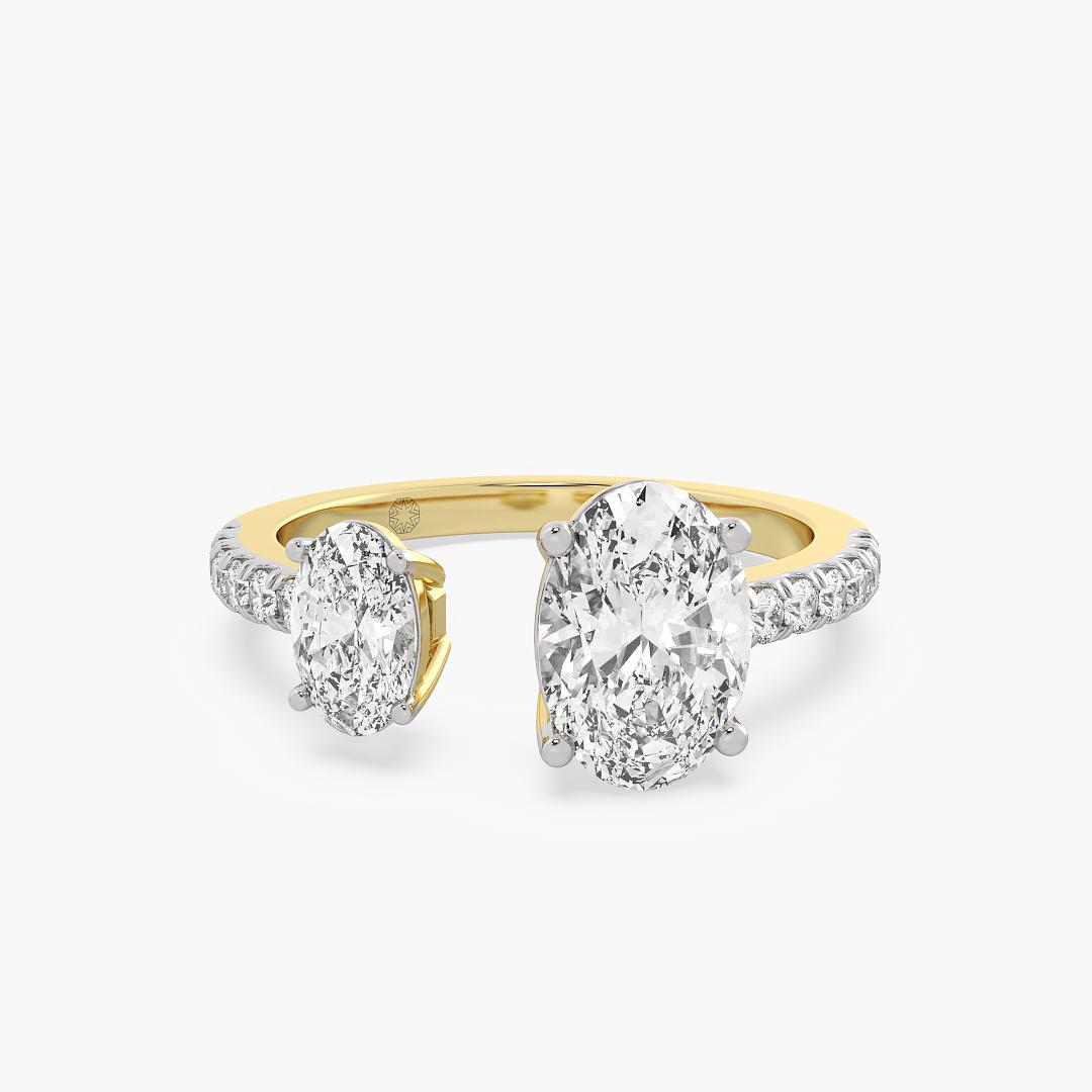 Two Stone Toi et Moi Lab Grown Diamond Ring Oval Cut in 18K Yellow Gold (1.75 ct. tw.)