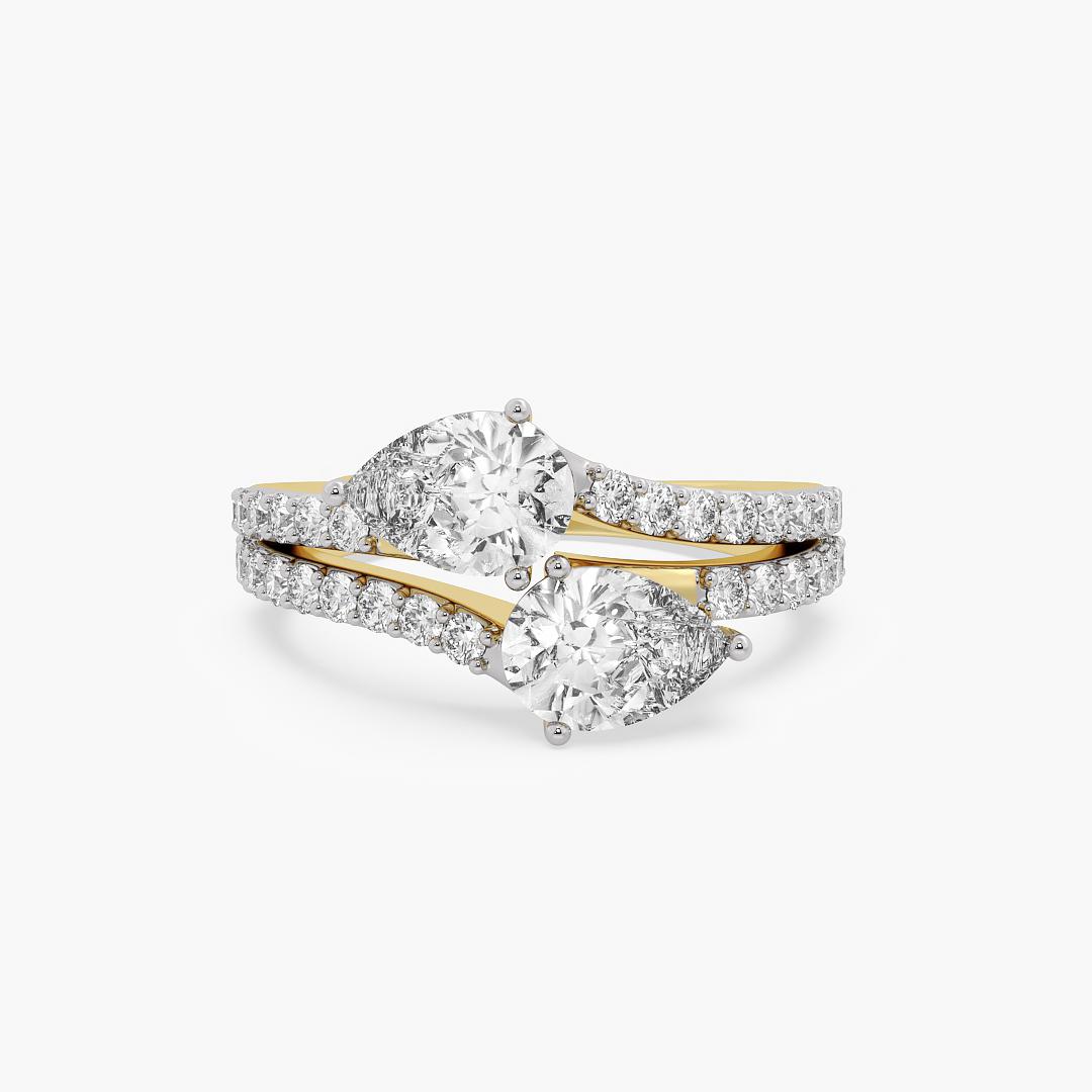 Dazzling Two Stone Toi et Moi Lab Grown Diamond Ring Pear Cut in 18K Yellow Gold (1.50 ct. tw.)