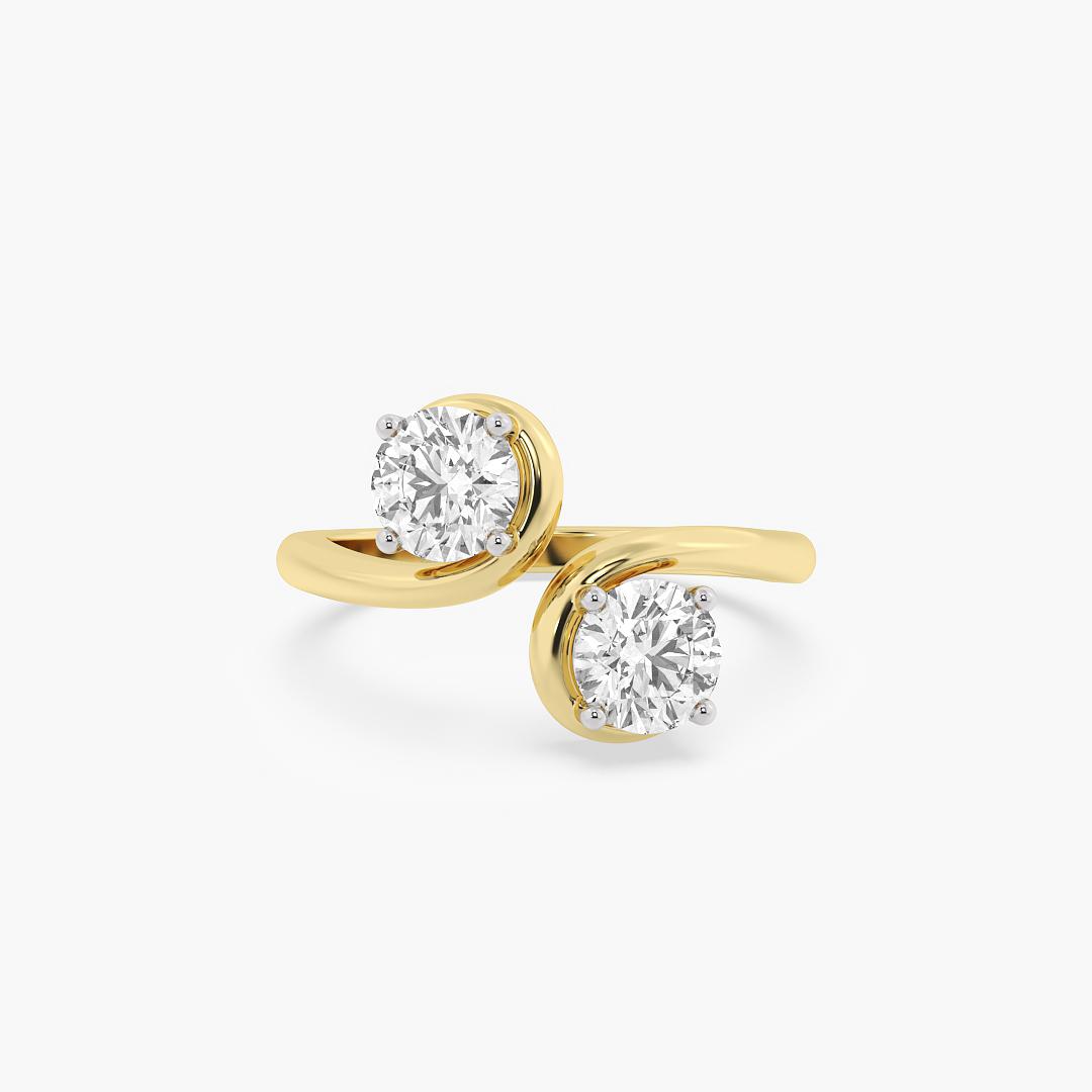 Two Stone Toi et Moi Lab Grown Diamond Ring Round Cut in 18K Yellow Gold (1.00 ct. tw.)