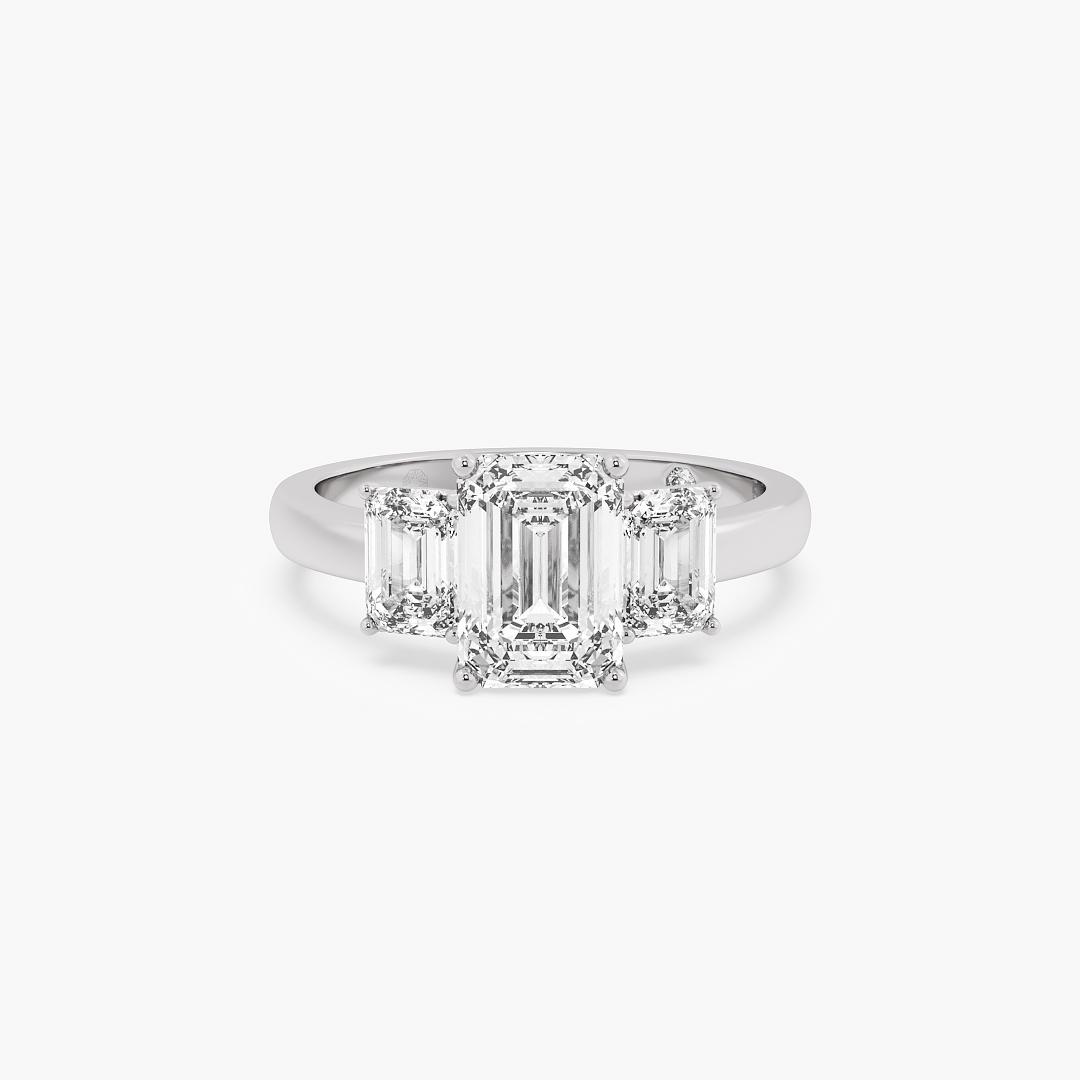Trio Lab Grown Diamond Ring Emerald Cut in 18K White Gold (2.50 ct. tw.)