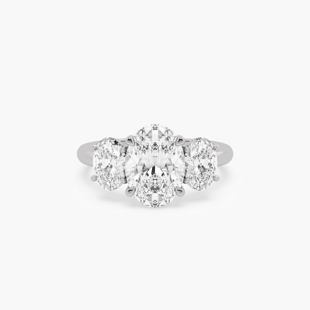 Trio Lab Grown Diamond Ring Oval Cut in 18K White Gold (2.80 ct. tw.)