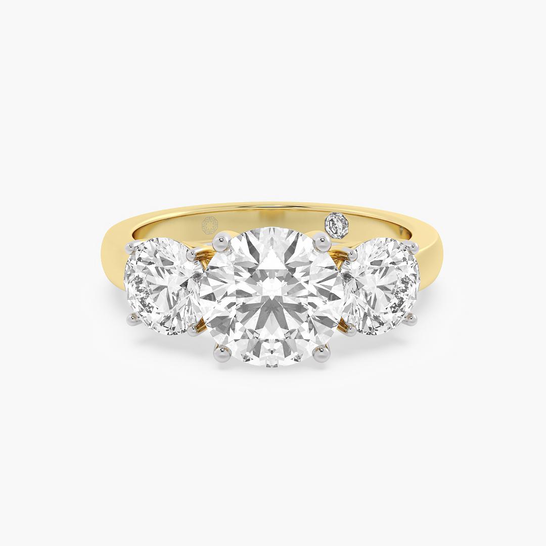 Trio Lab Grown Diamond Ring Round Cut in 18K Yellow Gold (2.70 ct. tw.)