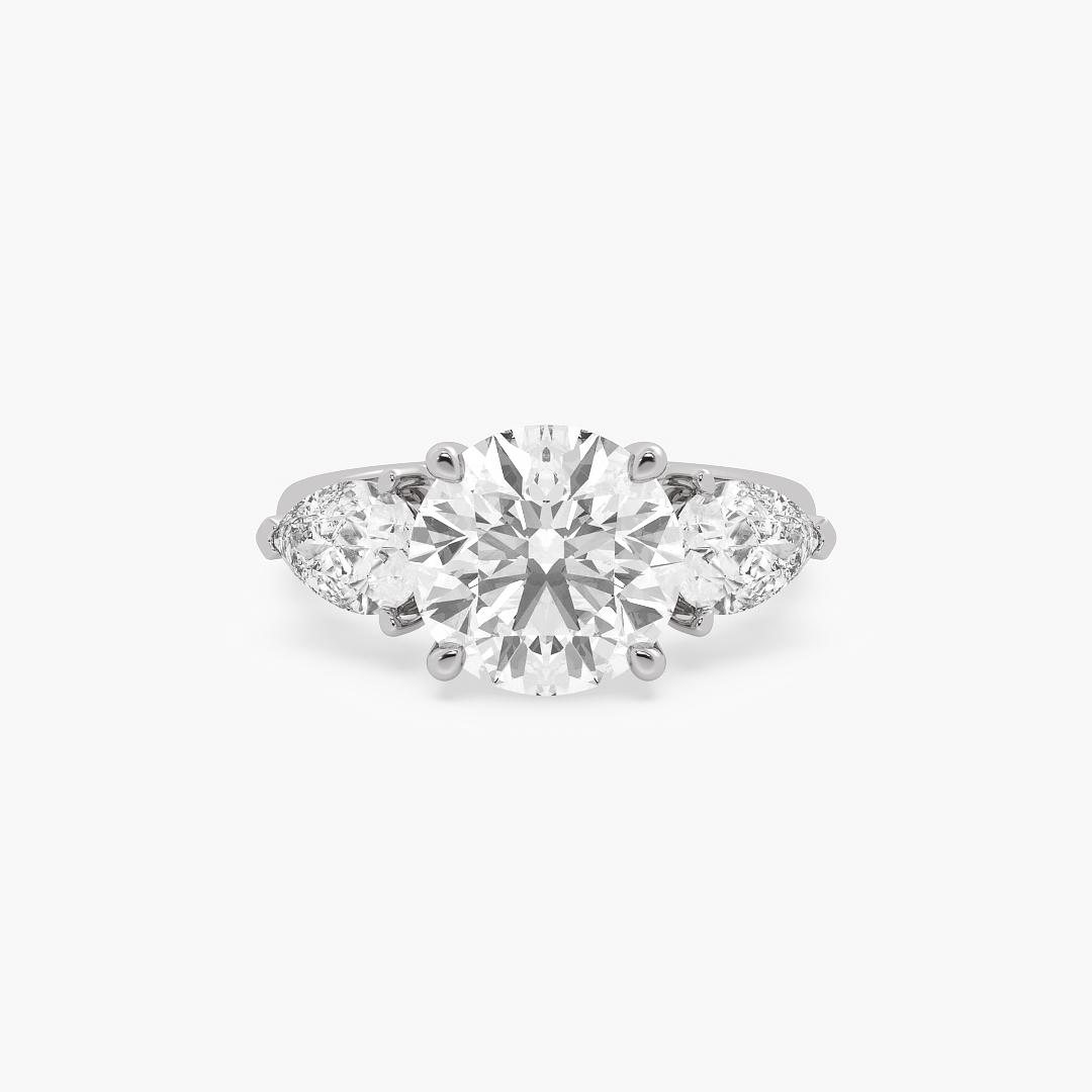 Trio Lab Grown Diamond Ring Round and Pear Cut in 18K White Gold (3.50 ct. tw.)