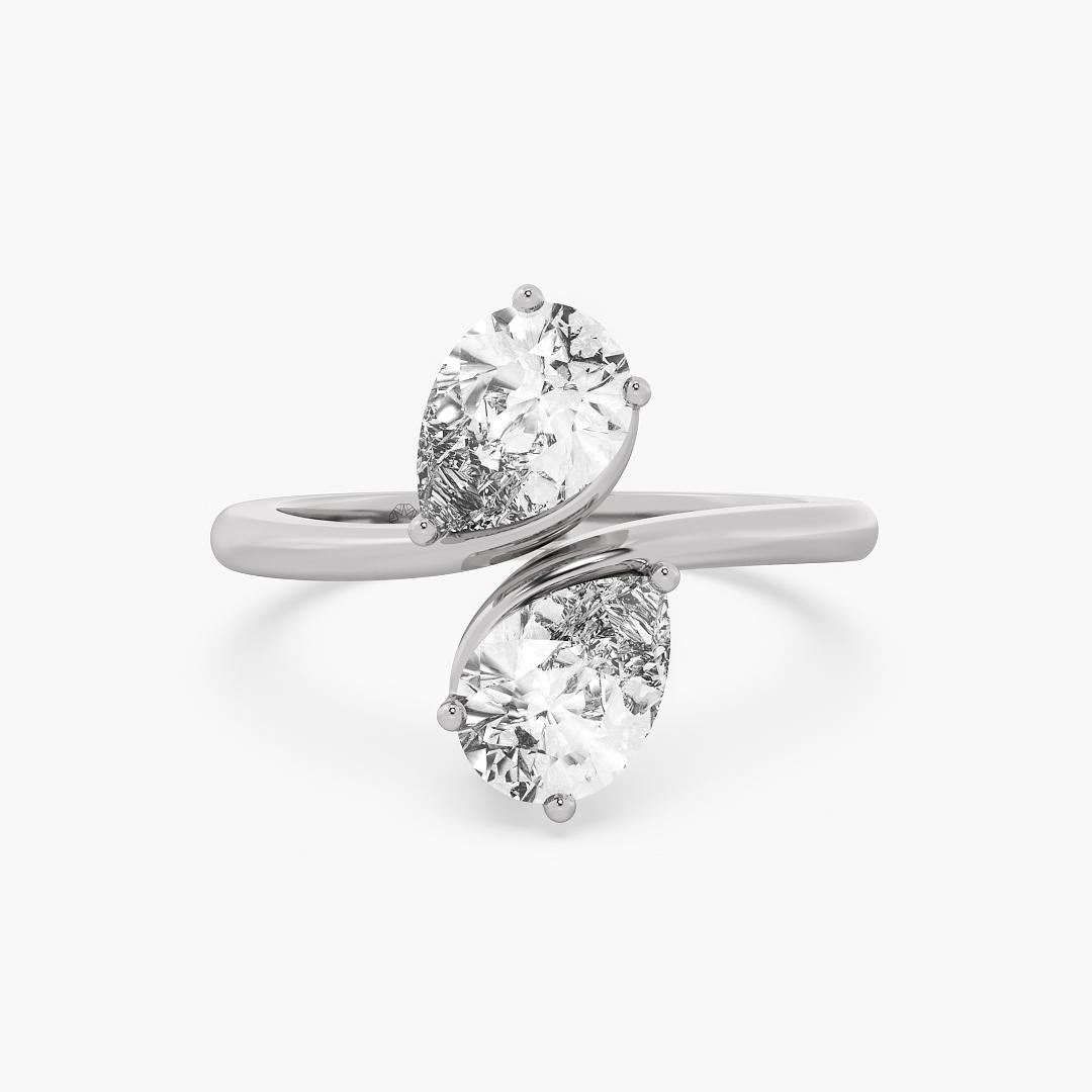 Two Stone Toi et Moi Lab Grown Diamond Ring Pear Cut in 18K White Gold (1.00 ct. tw.)